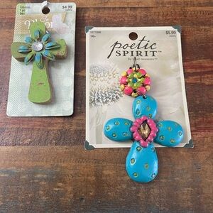 New Poetic Spirit Blue and Green Cross Wall for Jewelry Making